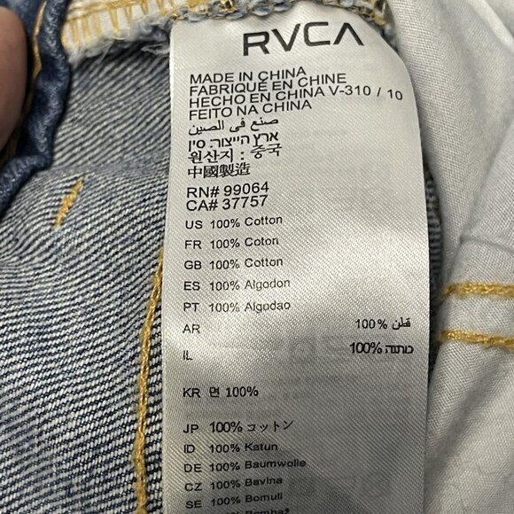 RVCA Womens Piper Distressed Cuffed Boyfriend Jeans Size 30 Blue Denim - Picture 4 of 8